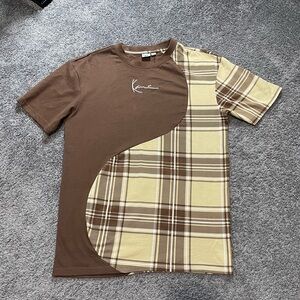 Karl Kani Brown and Cream Plaid Short Sleeve Tee